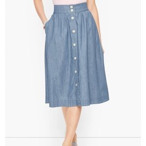Talbots Button Front Denim Skirt Forest Wash NWT Sz 12P